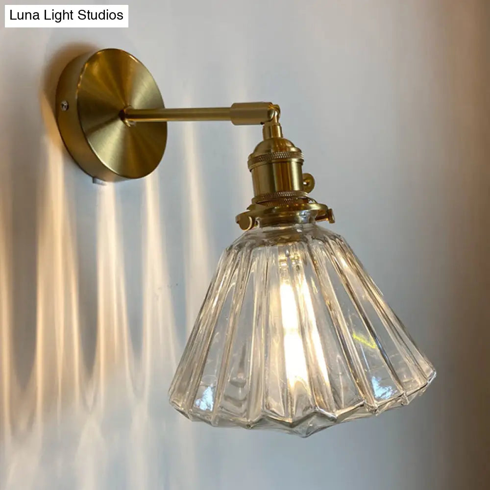 Gold Rotatable Wall Sconce With Glass Shade - Bedroom Lamp