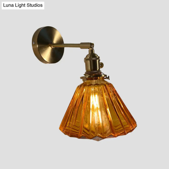 Gold Rotatable Wall Sconce With Glass Shade - Bedroom Lamp