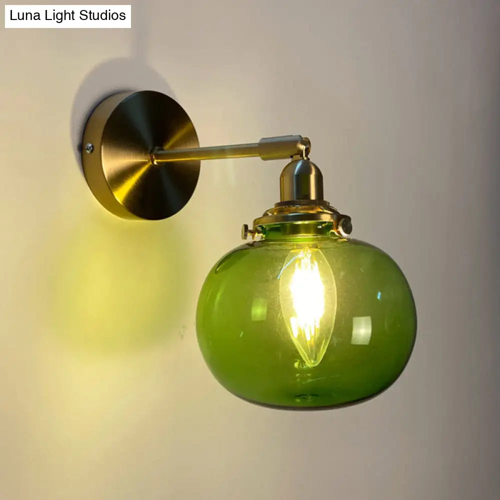 Gold Rotatable Wall Sconce With Glass Shade - Bedroom Lamp