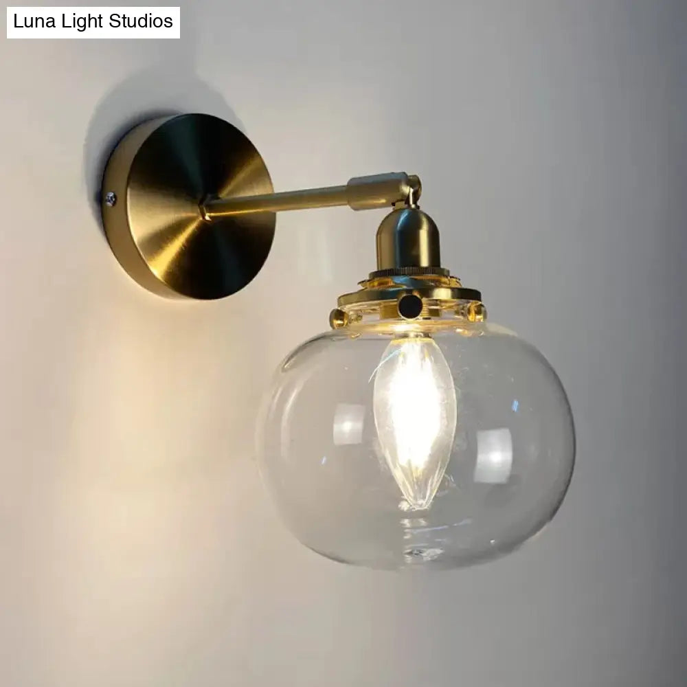 Gold Rotatable Wall Sconce With Glass Shade - Bedroom Lamp