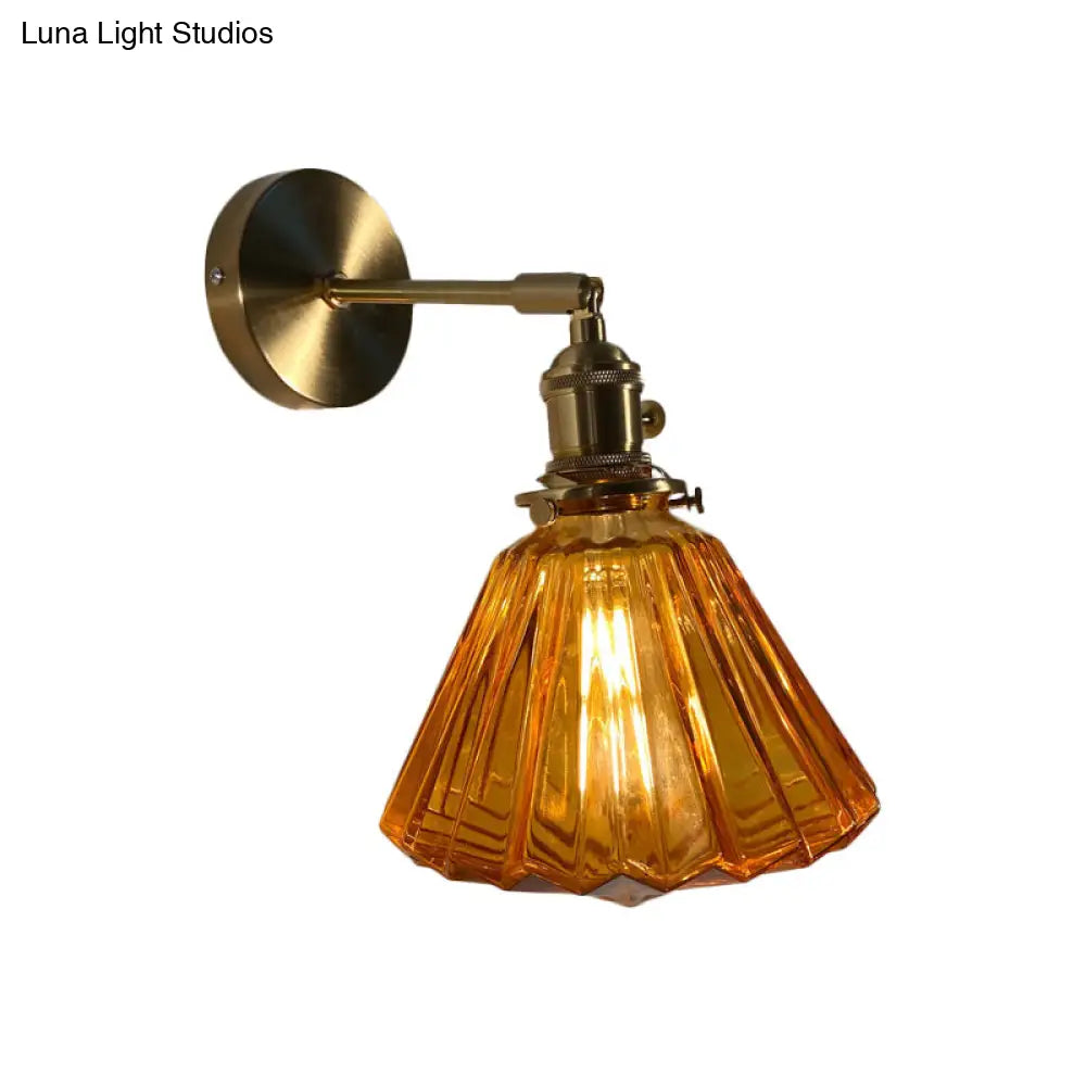 Gold Rotatable Wall Sconce With Glass Shade - Bedroom Lamp