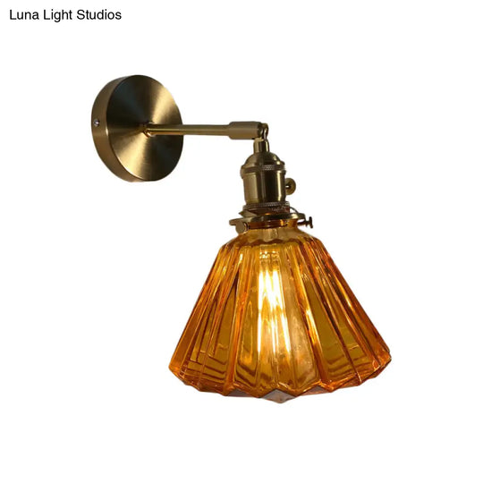 Gold Rotatable Wall Sconce With Glass Shade - Bedroom Lamp