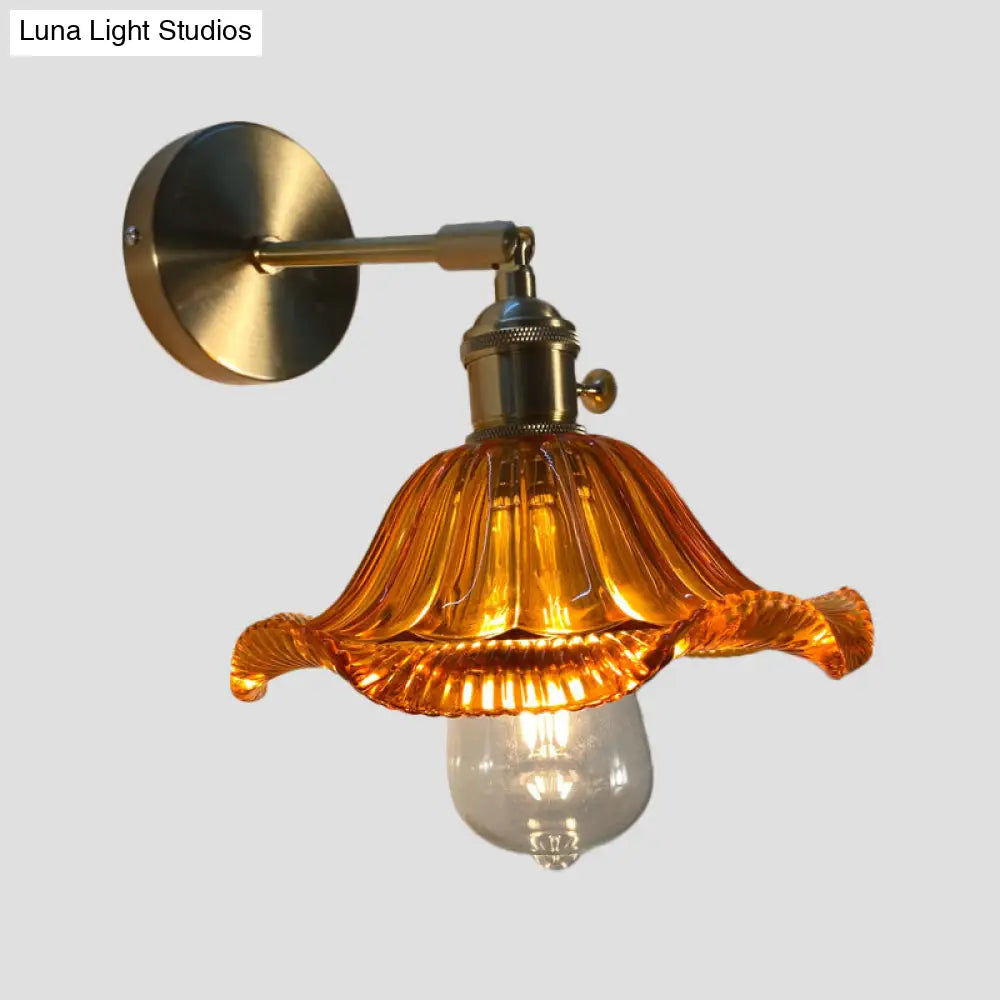 Gold Rotatable Wall Sconce With Glass Shade - Bedroom Lamp