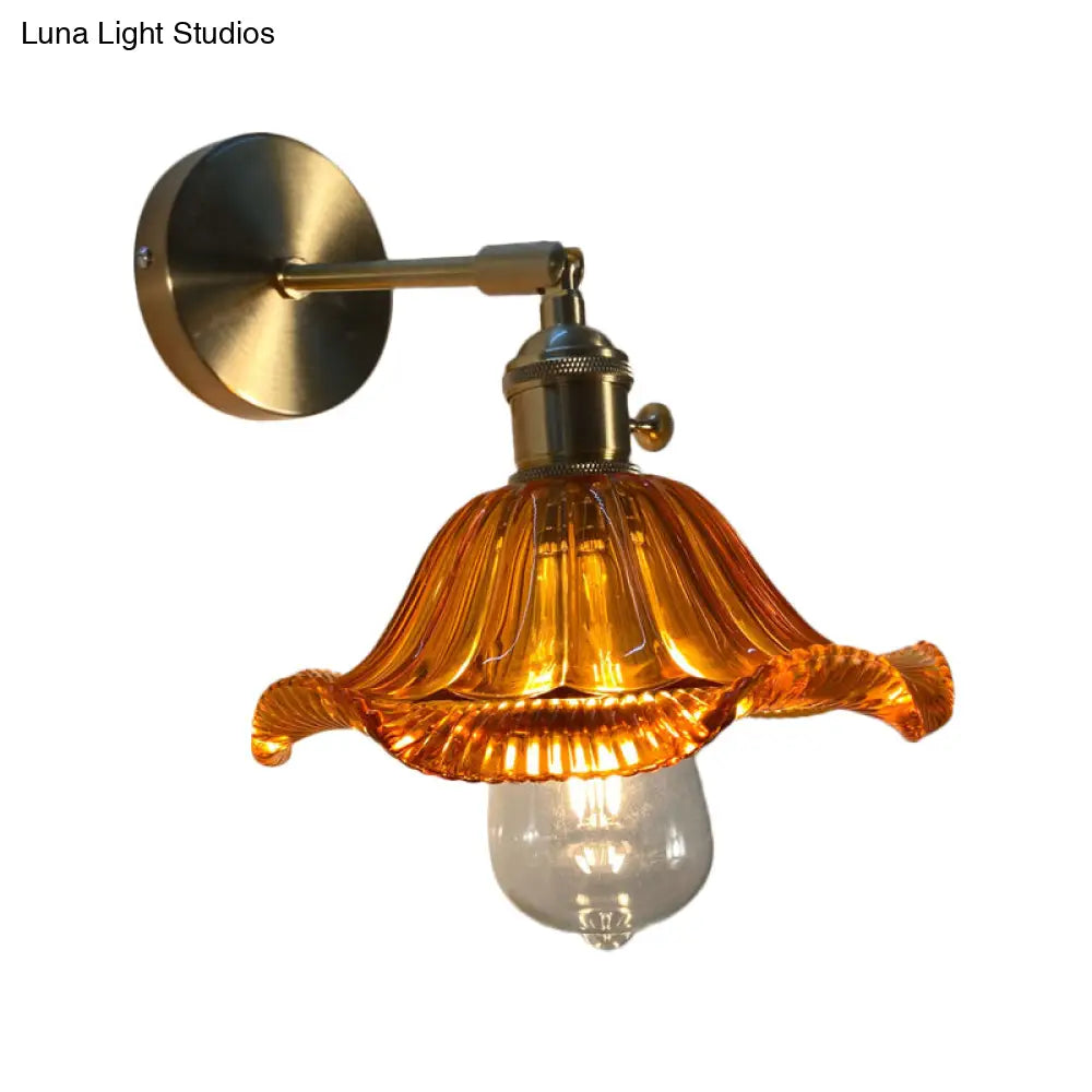 Gold Rotatable Wall Sconce With Glass Shade - Bedroom Lamp