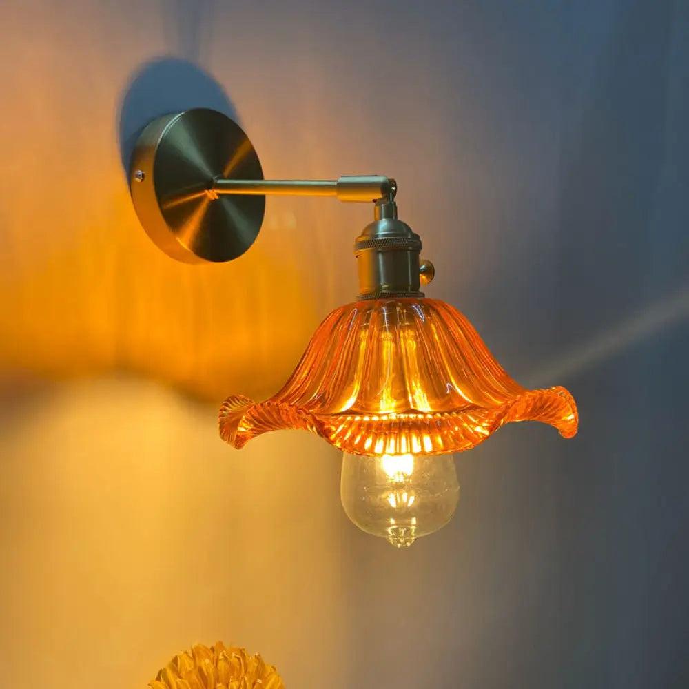 Gold Rotatable Wall Sconce With Glass Shade - Bedroom Lamp / D