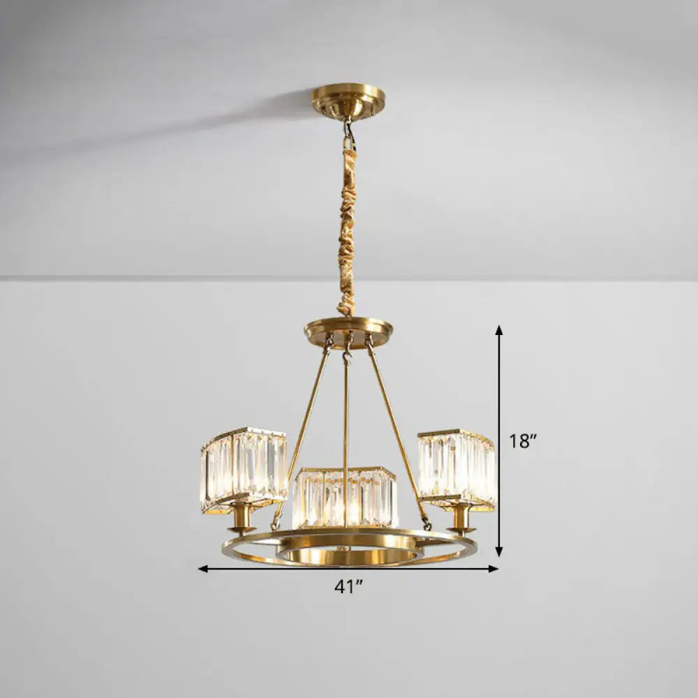 Gold Round Chandelier Pendant Light With Contemporary K9 Crystal For Elegant Living Room Décor 3 /