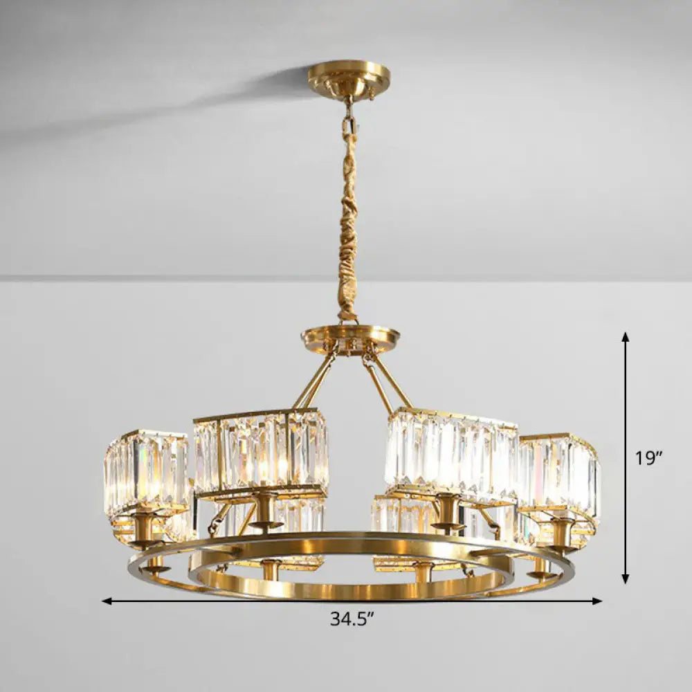 Gold Round Chandelier Pendant Light With Contemporary K9 Crystal For Elegant Living Room Décor 8 /