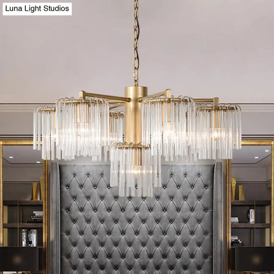 Gold Rustic Chandelier Pendant Light With Crystal Circular Design - 6/7/10 Lights For Bedroom