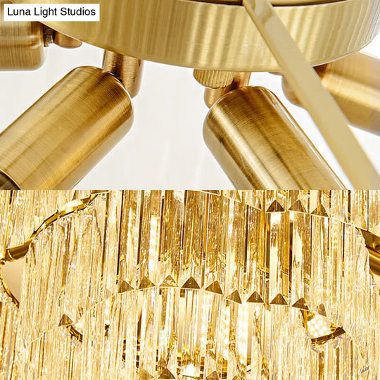 Gold Scalloped Flushmount Modern Ceiling Lighting - 19/23 W 4/5/6 Bulbs Faceted Crystal Bedroom