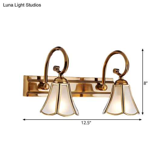 Gold Scalloped Vanity Lamp - Colonial Style 1/2/3-Head Bathroom Wall Lighting Fixture