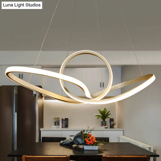 Gold Seamless Ceiling Light: Simple Acrylic Pendant Chandelier In Warm/White Light