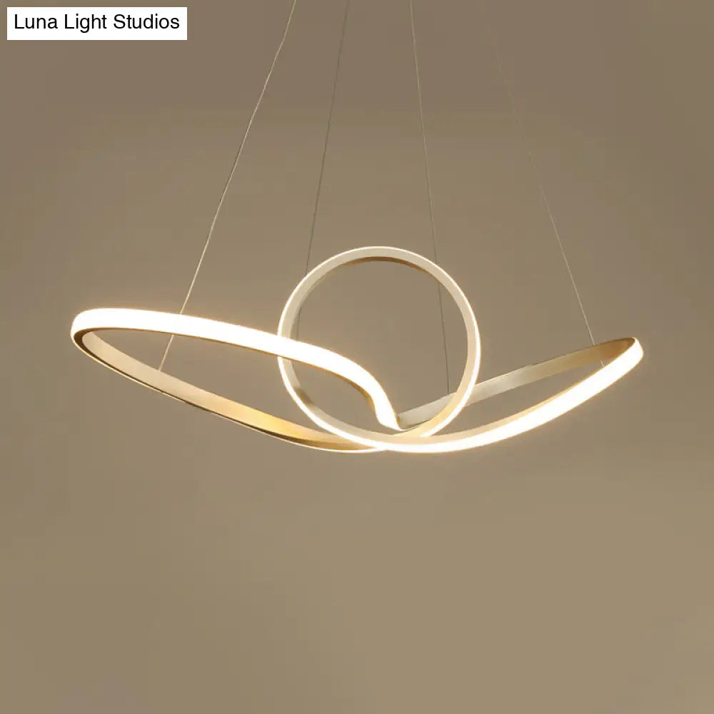 Gold Seamless Ceiling Light: Simple Acrylic Pendant Chandelier In Warm/White Light