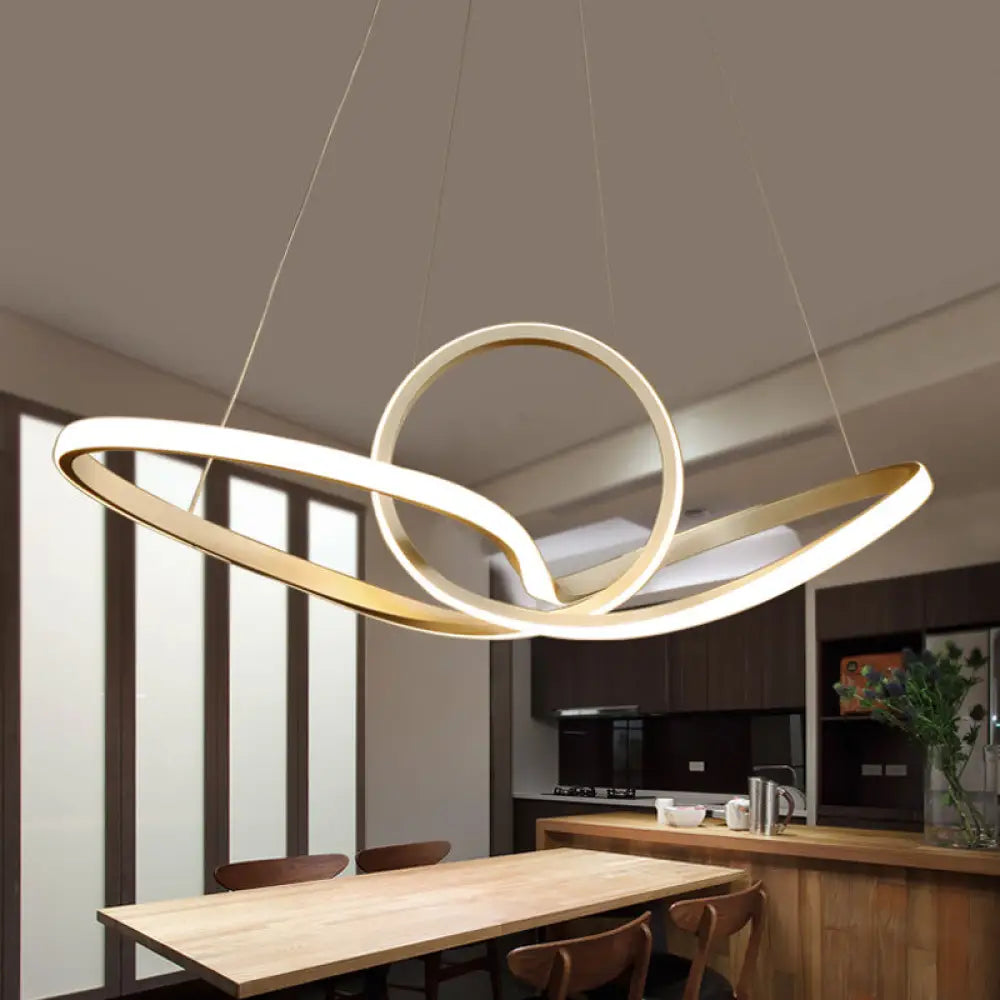 Gold Seamless Ceiling Light: Simple Acrylic Pendant Chandelier In Warm/White Light / White