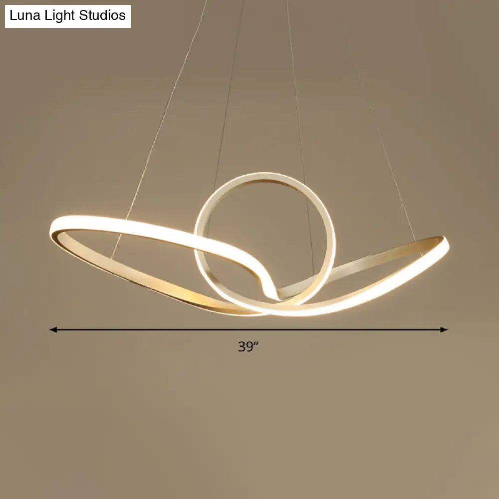 Gold Seamless Ceiling Light: Simple Acrylic Pendant Chandelier In Warm/White Light