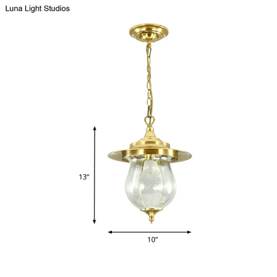 Gold Seeded Glass Urn Pendant Light With 1 Bulb - Elegant Suspended Lighting Fixture