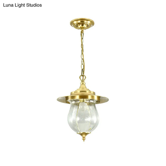 Gold Seeded Glass Urn Pendant Light With 1 Bulb - Elegant Suspended Lighting Fixture