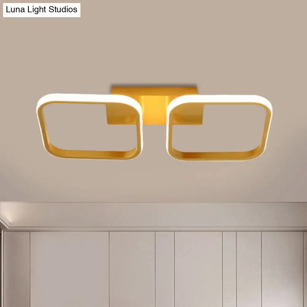 Gold Semi-Mount Led Ceiling Lamp For Modern Study Room With Acrylic And Warm/White Lighting