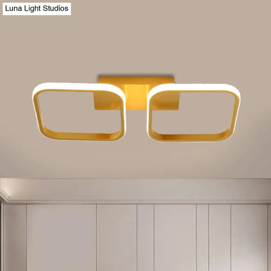 Gold Semi - Mount Led Ceiling Lamp For Modern Study Room With Acrylic And Warm/White Lighting