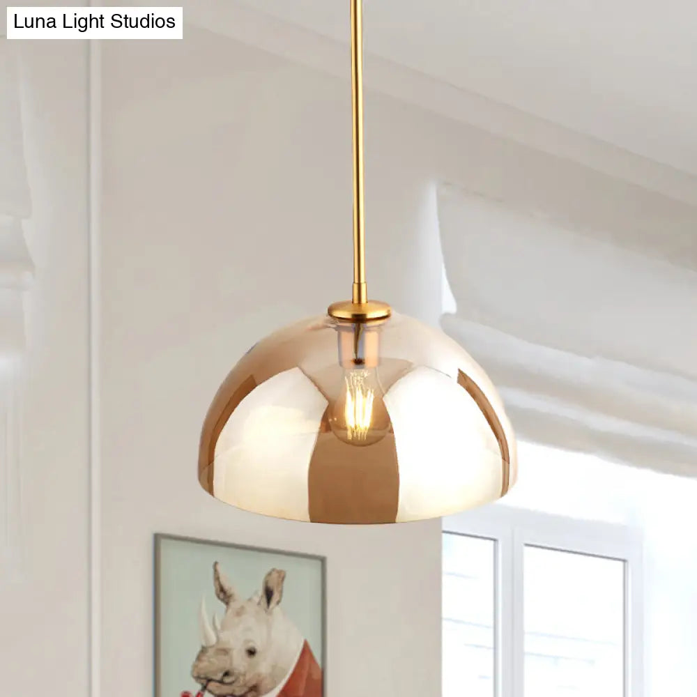 Gold Semicircle Pendant Light Kit With Beautiful Tan/Smoke Gray Mirror Glass - Stylish & Modern