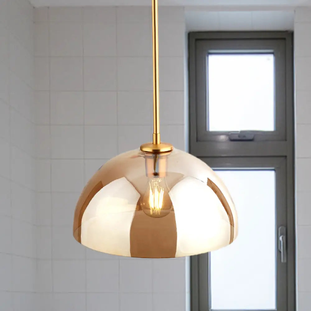 Gold Semicircle Pendant Light Kit With Beautiful Tan/Smoke Gray Mirror Glass - Stylish & Modern