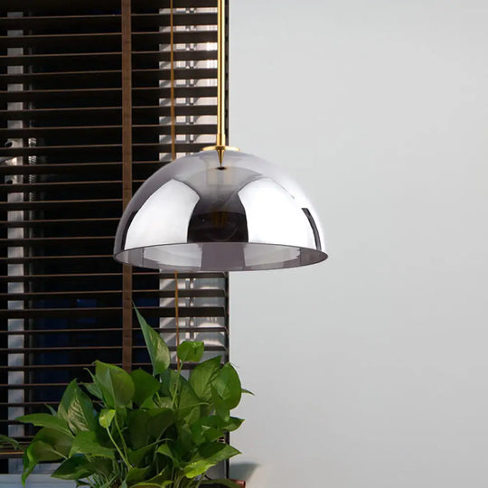 Gold Semicircle Pendant Light Kit With Beautiful Tan/Smoke Gray Mirror Glass - Stylish & Modern