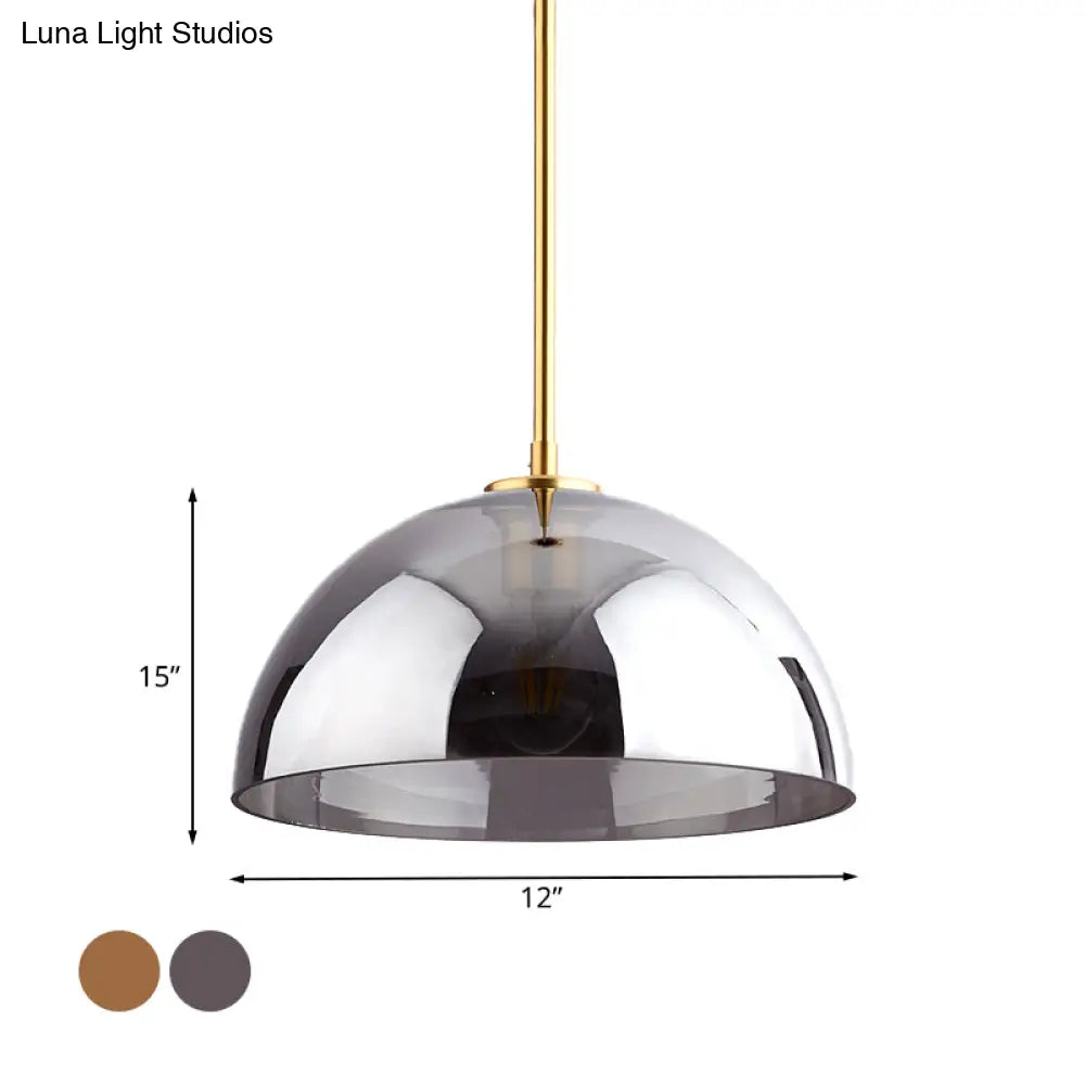 Gold Semicircle Pendant Light Kit With Beautiful Tan/Smoke Gray Mirror Glass - Stylish & Modern