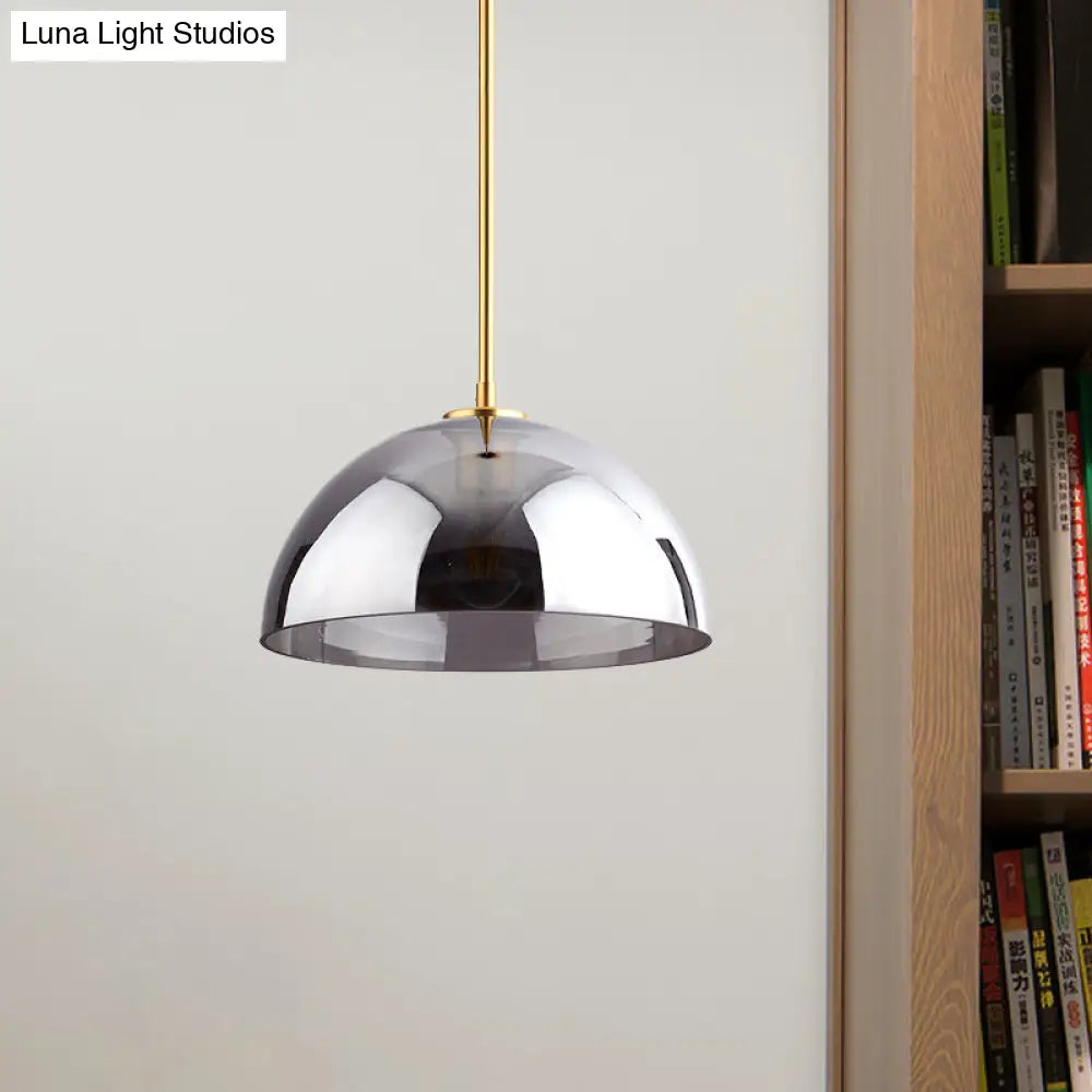 Gold Semicircle Pendant Light Kit With Beautiful Tan/Smoke Gray Mirror Glass - Stylish & Modern