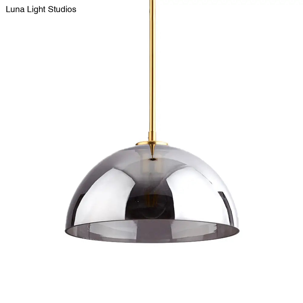 Gold Semicircle Pendant Light Kit With Beautiful Tan/Smoke Gray Mirror Glass - Stylish & Modern