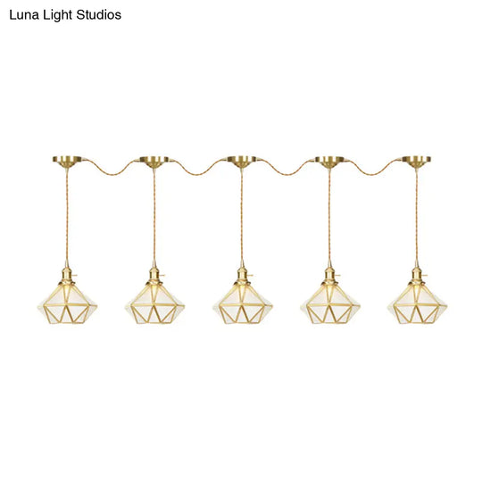 Gold Series Diamond Multi-Light Pendant With Clear Water Glass Traditional 3/5/7-Light Suspension