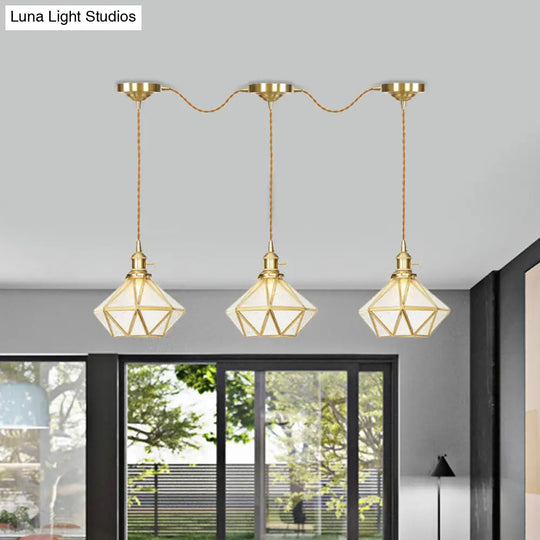 Gold Series Diamond Multi-Light Pendant With Clear Water Glass Traditional 3/5/7-Light Suspension