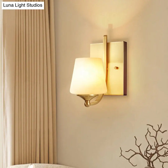 Gold Shaded Wall Mount Light Fixture With Glass Shade