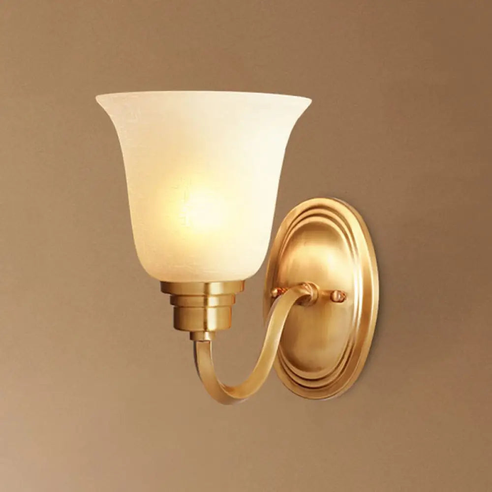 Gold Shaded Wall Mount Light Fixture With Glass Shade / D