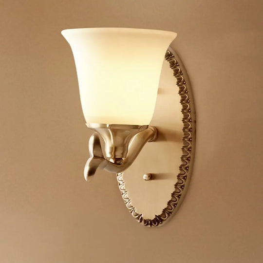 Gold Shaded Wall Mount Light Fixture With Glass Shade / E