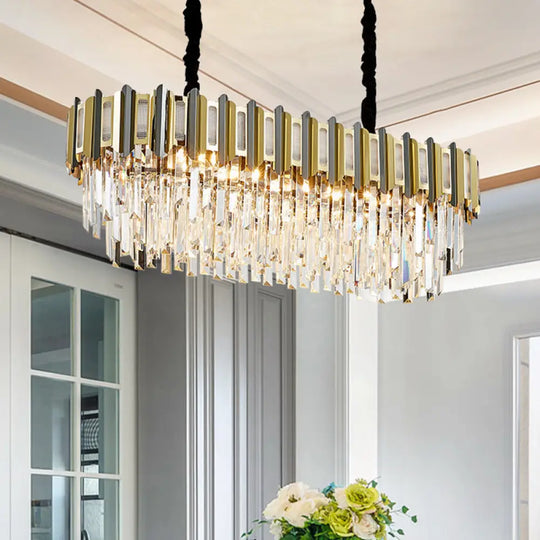 Gold Simplicity Crystal Chandelier Light Fixture For Living Room 10 /