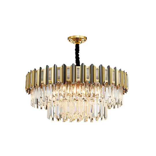 Gold Simplicity Crystal Chandelier Light Fixture For Living Room 15 /