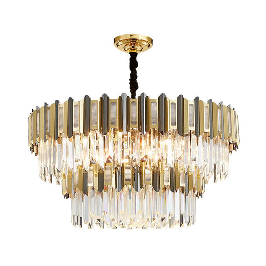 Gold Simplicity Crystal Chandelier Light Fixture For Living Room 18 /