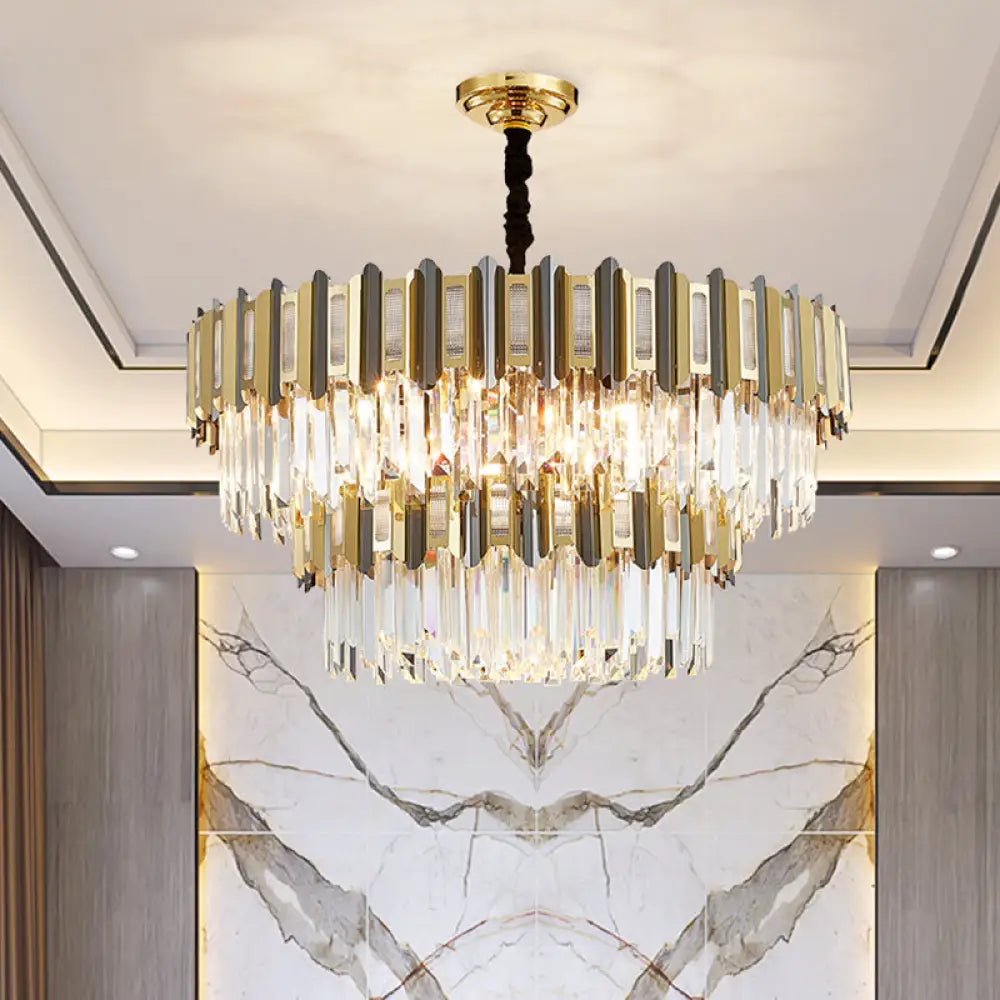 Gold Simplicity Crystal Chandelier Light Fixture For Living Room 24 /