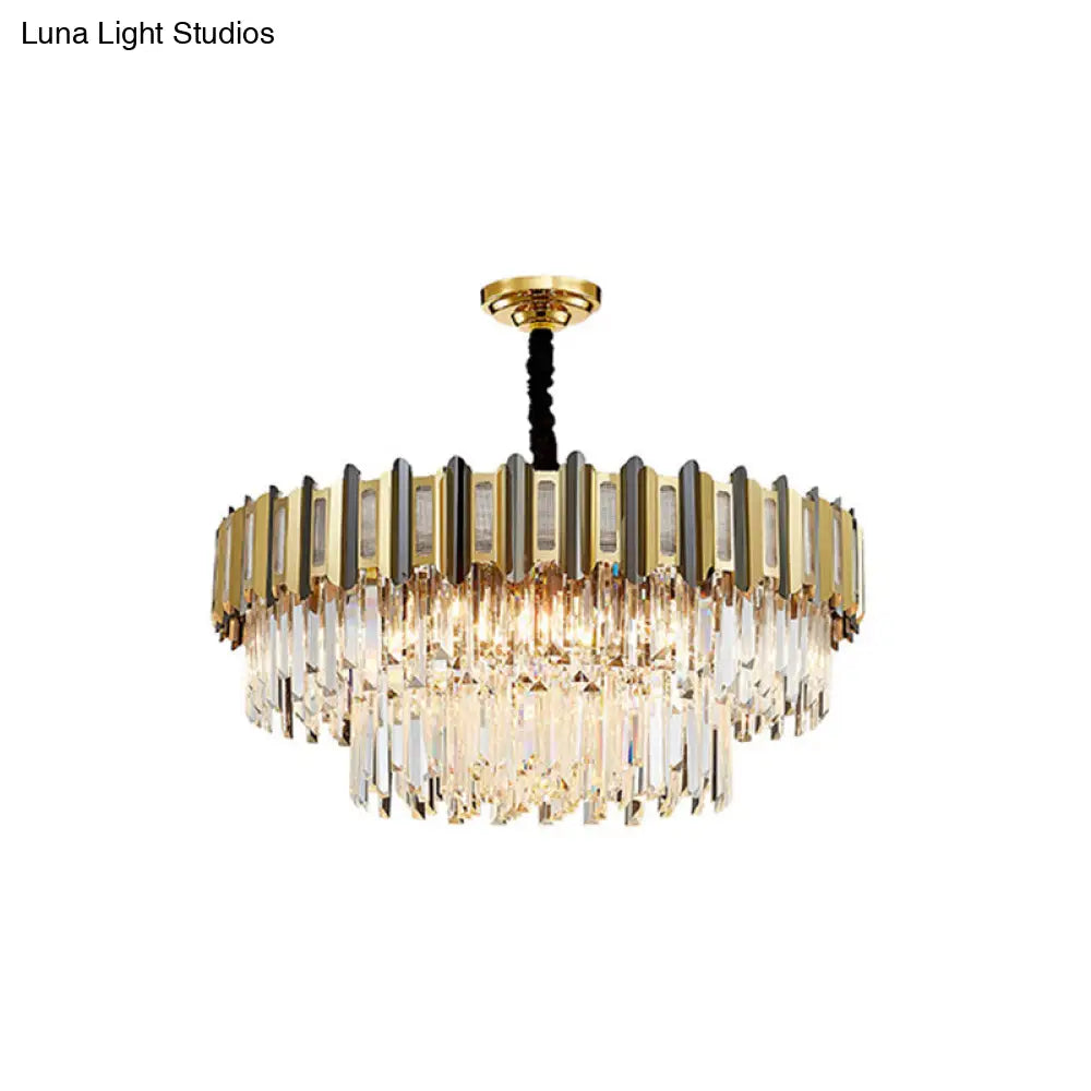 Gold Crystal Pendant Chandelier - Elegant Simplicity For Living Room 9 /