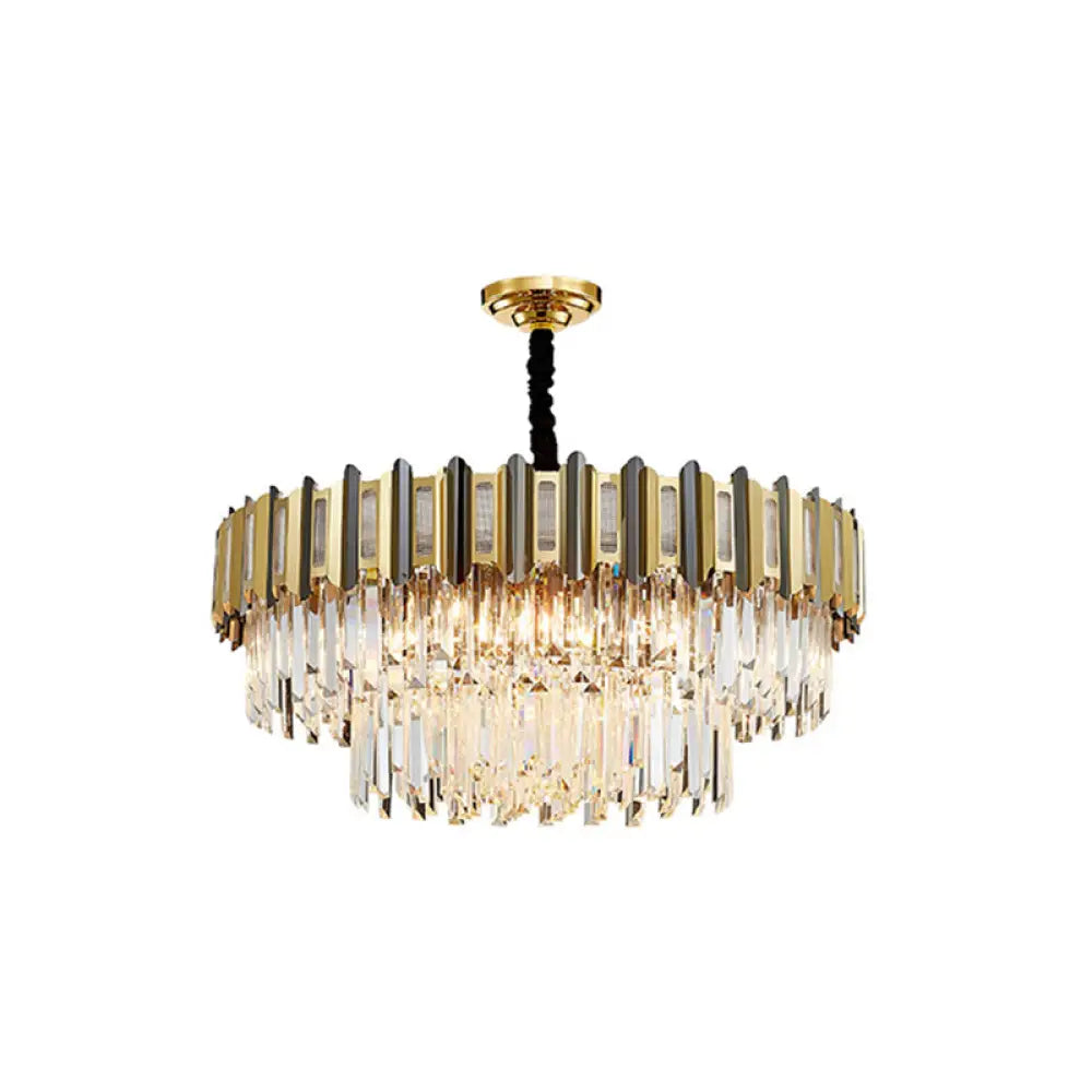 Gold Simplicity Crystal Chandelier Light Fixture For Living Room 9 /