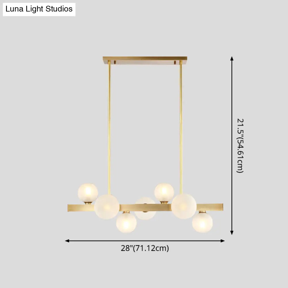 Gold Simplicity Globe Pendant Lamp: Frosted Glass Dining Room Island Lighting