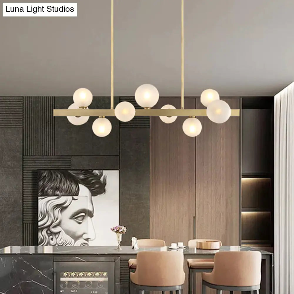 Gold Simplicity Globe Pendant Lamp: Frosted Glass Dining Room Island Lighting