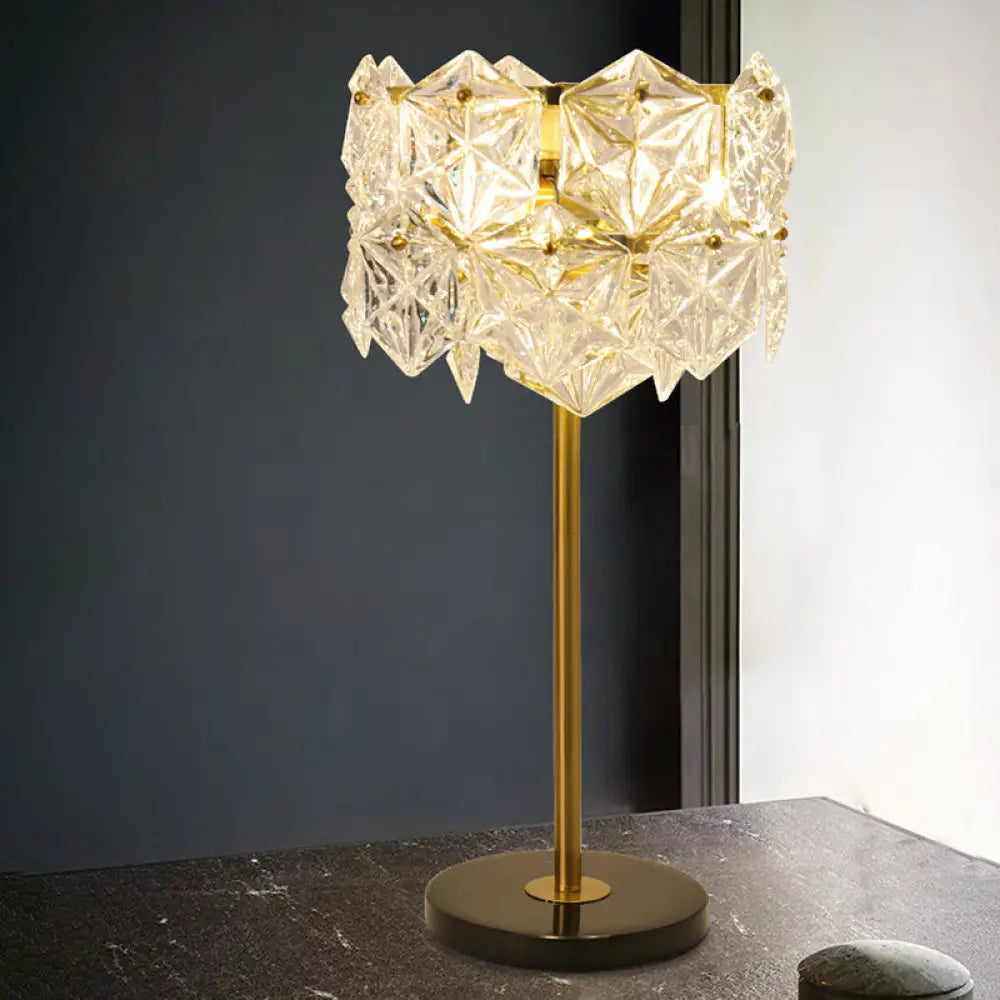 Gold Snowflake Table Lamp: Simplicity With 6 Bulbs & K9 Crystal Night Light For Bedroom