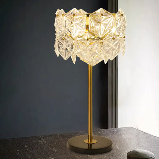 Gold Snowflake Table Lamp: Simplicity With 6 Bulbs & K9 Crystal Night Light For Bedroom