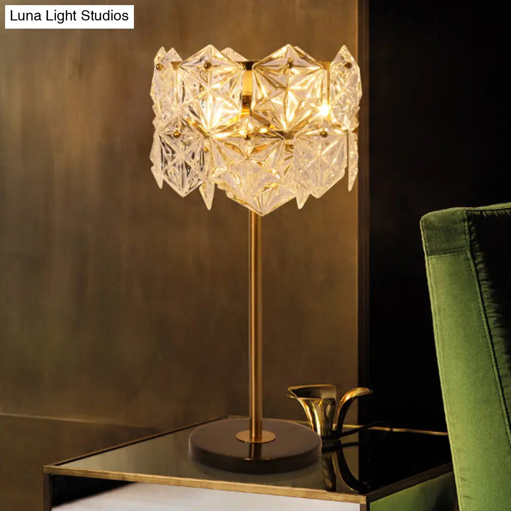 Gold Snowflake Table Lamp: Simplicity With 6 Bulbs & K9 Crystal Night Light For Bedroom