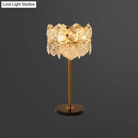 Gold Snowflake Table Lamp: Simplicity With 6 Bulbs & K9 Crystal Night Light For Bedroom