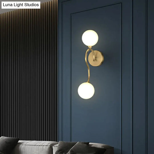 Gold Spherical Artistic Wall Light With Milky Glass Shade - Stylish Mounted Lighting Fixture