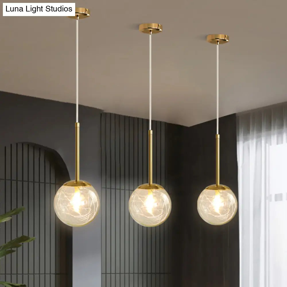 Gold Spherical Glass Pendant Ceiling Light - Modern & Elegant Bedroom Lamp