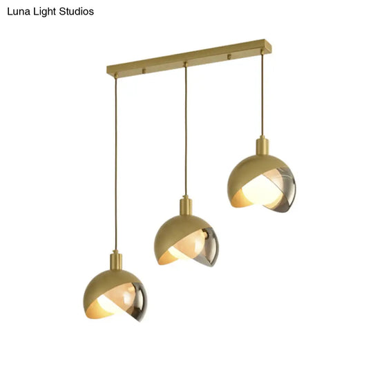 Gold Split Globe Pendant Light With Metallic Finish - 2/3 Lights Down Lighting For Dining Room