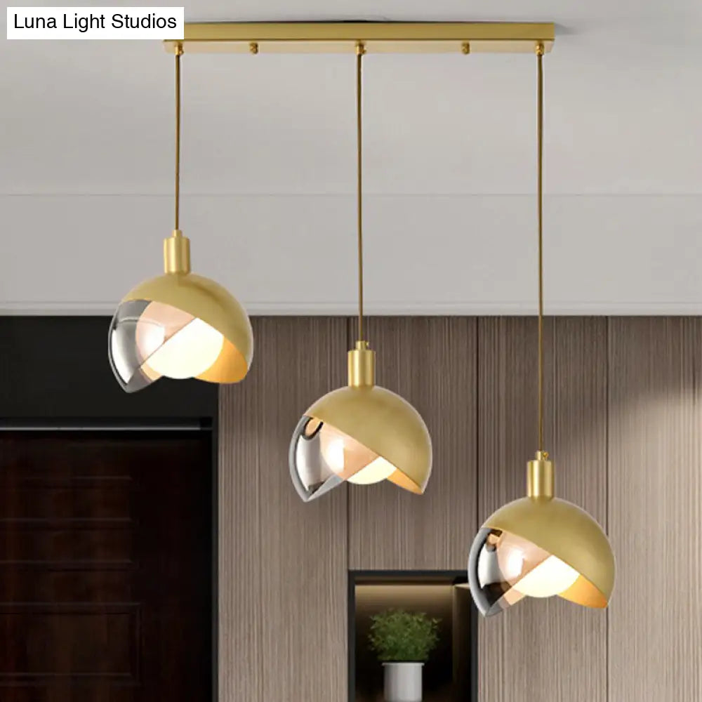 Gold Split Globe Pendant Light With Metallic Finish - 2/3 Lights Down Lighting For Dining Room