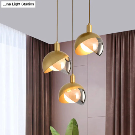 Gold Split Globe Pendant Light With Metallic Finish - 2/3 Lights Down Lighting For Dining Room